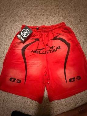 Hellstar Red Graphic Logo Sweat Shorts